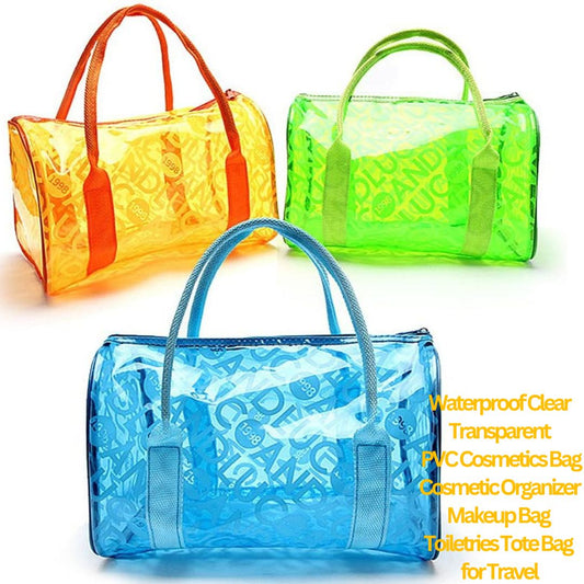 Outdoor Waterproof Clear Transparent PVC Cosmetics Bag Cosmetic Organizer Makeup Bag Toiletries Tote Bag for Travel(Different Beautiful Colors) - Worth2Buy