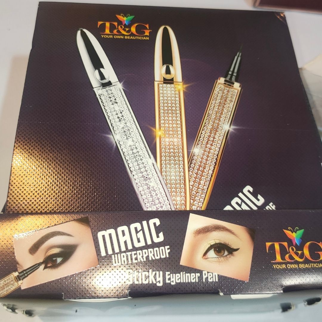 Self-adhesive Eyeliner Pen, 2 in 1 Magic Lash Liner Glue Pen Glitter Liquid Eyeliner, No Glue Needed No Mess Waterproof Long-lasting for Eye Makeup - Worth2Buy